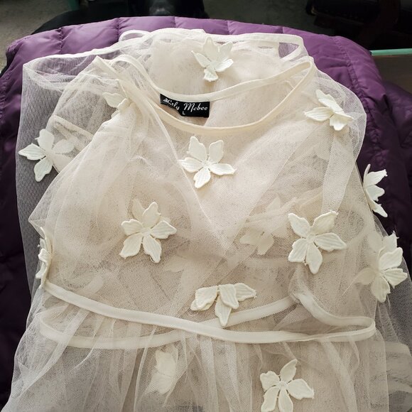 Elegant Lily Mcbee Sheer Floral Tunic/Dress - Size L - Picture 6 of 6